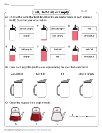 Recognizing and Describing Volume Levels | Full, Half-full, and Empty