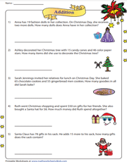 Christmas Addition Word Problems