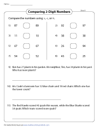 Comparing 2-Digit Numbers | With Word Problems