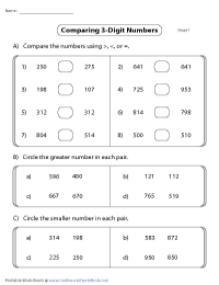 Circling the Greater or Smaller 3-Digit Number