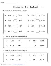 Circling the Greater and Smaller 4-Digit Number