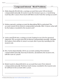 Compound Interest Worksheets