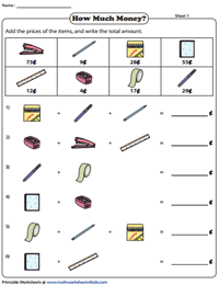 Adding Money Worksheets | U.S. Money
