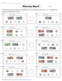 Comparing Canadian Money - Coins and Bills
