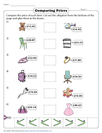 Comparing Prices - Cut and Glue Activity