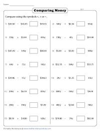 Addition and Subtraction - Comparing American Money
