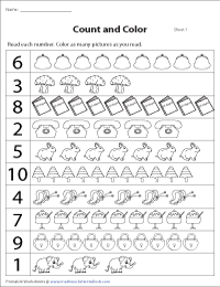 Counting to 10 Worksheets