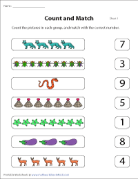 Worksheets matching numbers 1 10 Count and