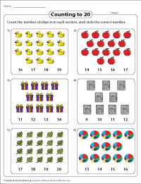 Counting to 20 Worksheets