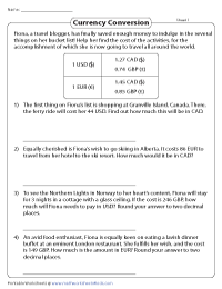 Currency Conversion - Themed Worksheets