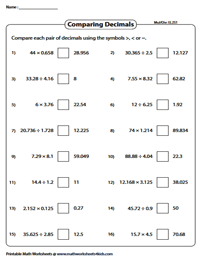 Multiplication/Division of Decimals: Easy