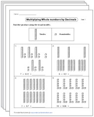 Multiplying Decimals by Whole Numbers Worksheets
