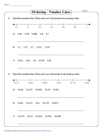 Ordering Decimals Worksheets