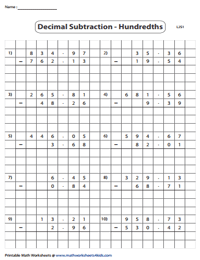 Grid Subtraction - Hundredths | Level 2