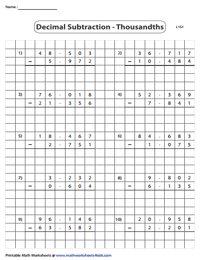 Grid Subtraction - Thousandths | Level 1