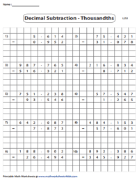 Grid Subtraction - Thousandths | Level 2