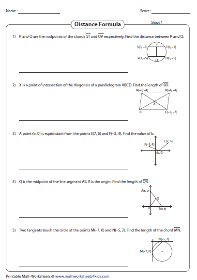 Distance And Midpoint Worksheet