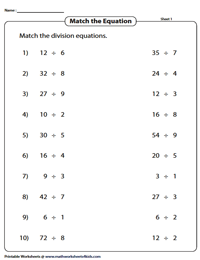 Equivalent Division Sentences | Matching