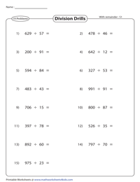 3-digit by 2-digit | With Remainder
