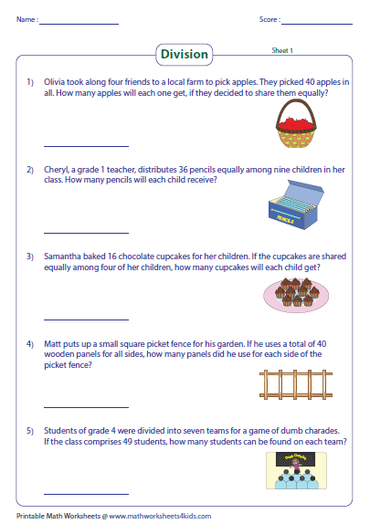  Division Word Problems Worksheets 
