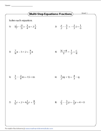 Solving Equations Involving Fractions