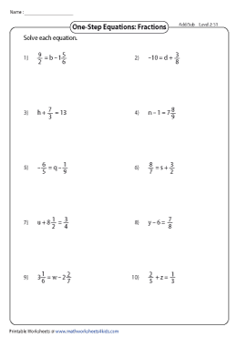 One Step Equation: Addition and Subtraction