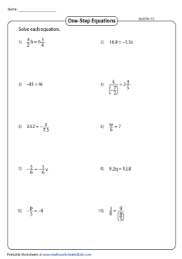 One Step Equation: Multiplication and Division