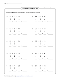 Estimating Sums & Differences Worksheets