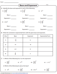 Base and Exponents - Type 1
