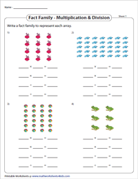 Multiplication and Division Fact Family Worksheets