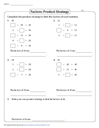 Factors Worksheets