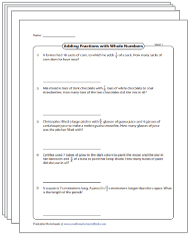 Adding Fractions Word Problems Worksheets