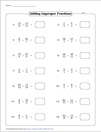 Adding Like Fractions (Same Denominators) Worksheets