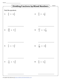 Dividing Fractions by Mixed Numbers