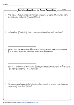 Dividing Fractions by Cross Cancelling Word Problems