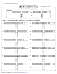 Writing Equivalent Fractions | Tape Diagrams - Improper