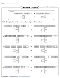 Writing Equivalent Fractions | Tape Diagrams - Mixed