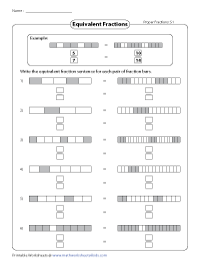 Writing Equivalent Fractions | Tape Diagrams - Proper