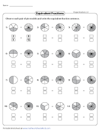 Writing Equivalent fractions | Area Models - Proper