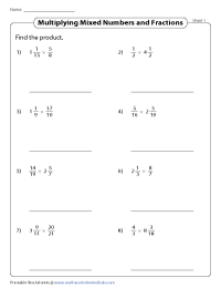 Multiplying Mixed Numbers and Fractions