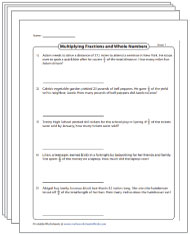 Multiplying Fractions Word Problems Worksheets