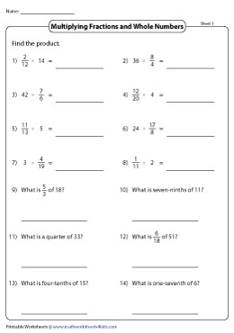 Multiplying Fractions by Whole numbers
