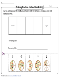 Ordering Fractions | Cut and Glue Activity