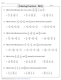 Ordering Fractions | MCQ