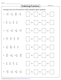 Ordering Fractions | Greater Than & Less Than Symbols