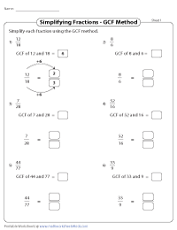 Simplifying Fractions Using GCF Method