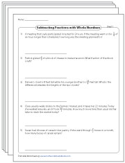 Subtracting Fractions Word Problems Worksheets