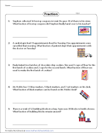 Fraction Word Problems Worksheets
