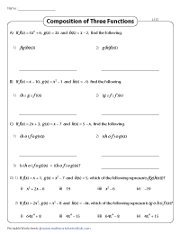 Composition of Functions Worksheets