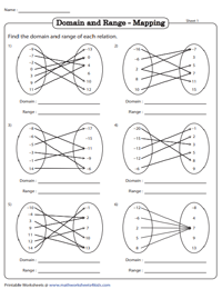 Domain and Range Worksheets